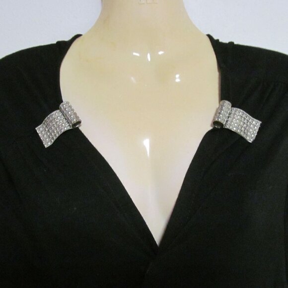 Vintage Set of Dress Clips Silver Aluminum Ripple Textured Design - Picture 1 of 11